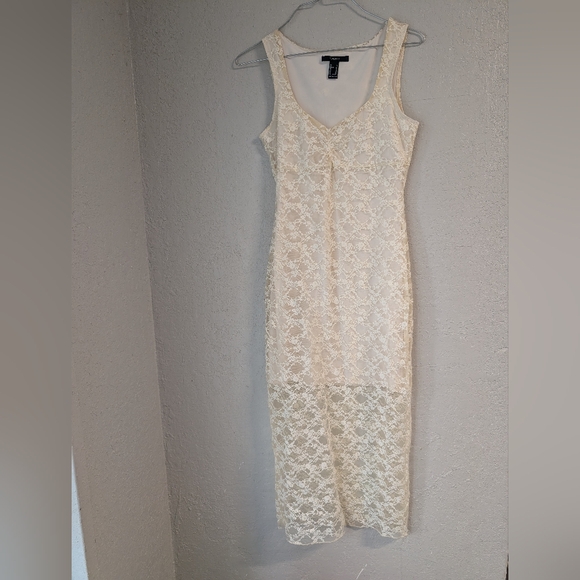 Forever 21 Dresses & Skirts - Cream Lace Midi Dress XS Mermaid Fairy Whimsy Coquette Boho Dainty Romantic